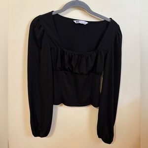 SO Black Blouse with Square Neckline Size Small